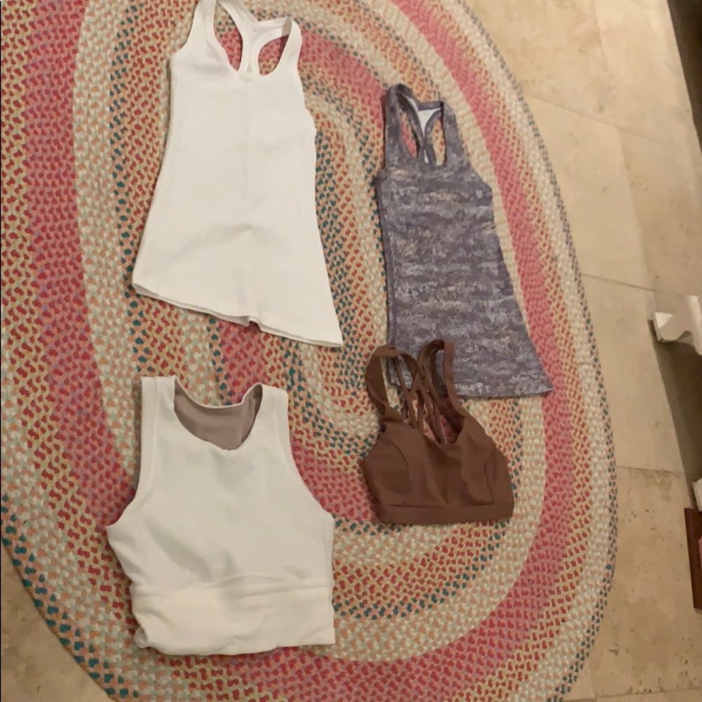 LULULEMON size 2 tanks size 4 bra and crop top
